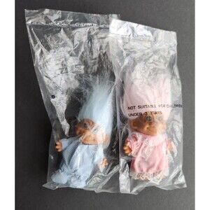 Vintage RUSS Troll Dolls Lot Boy Girl Pajamas Bedtime Twins